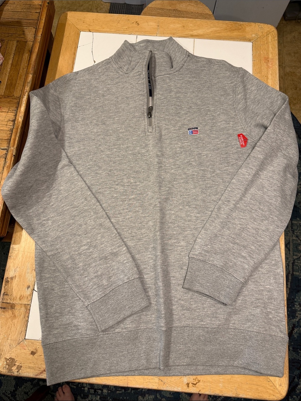 Chaps Gray Quarter-Zip Pullover Sweatshirt